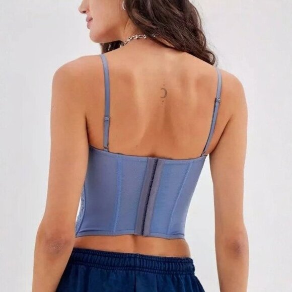 Urban Outfitters Out From Under Blue Lace Modern Love Corset Bustier Top - Picture 2 of 4